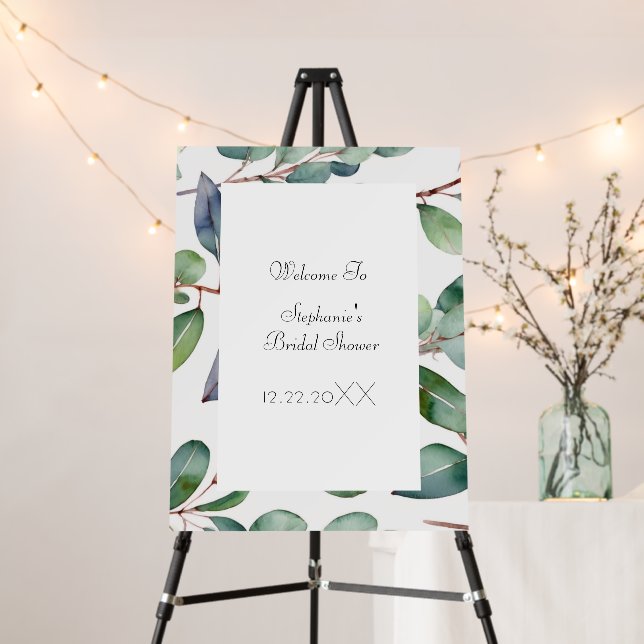 Bridal Shower Eucalyptus Green Dusty Blue Wedding Foam Board (In Situ (Stand))