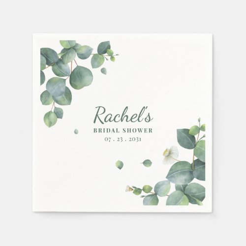 Bridal Shower Eucalyptus Greenery Custom Paper Napkins