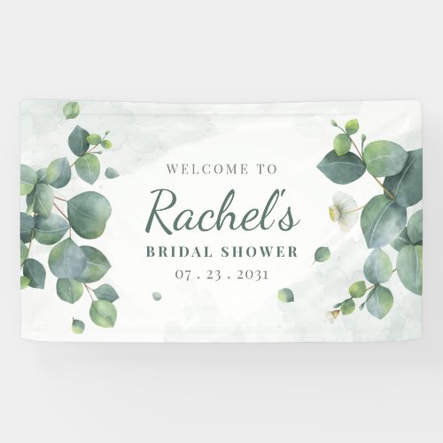 Bridal Shower Eucalyptus Greenery Elegant Floral  Banner