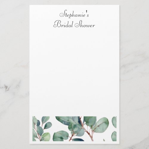 Bridal Shower Eucalyptus Greenery Elegant Wedding Stationery