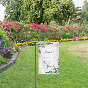 Bridal Shower eucalyptus greenery elegant welcome Garden Flag