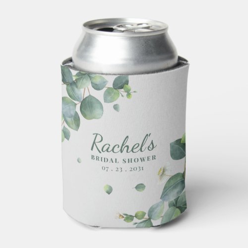 Bridal Shower Eucalyptus Greenery Floral Custom Can Cooler