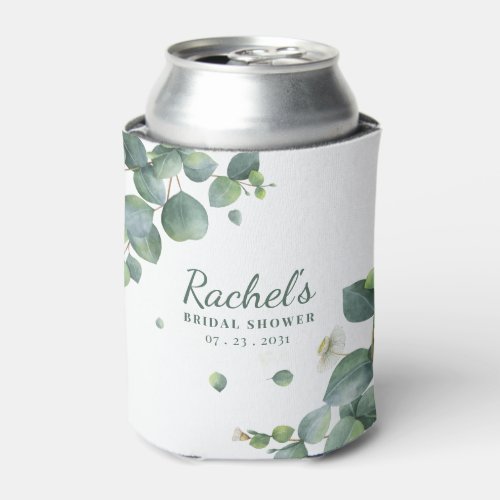 Bridal Shower Eucalyptus Greenery Floral Custom Can Cooler