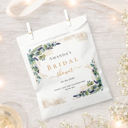 Bridal Shower eucalyptus greenery glitter  Favor Bag