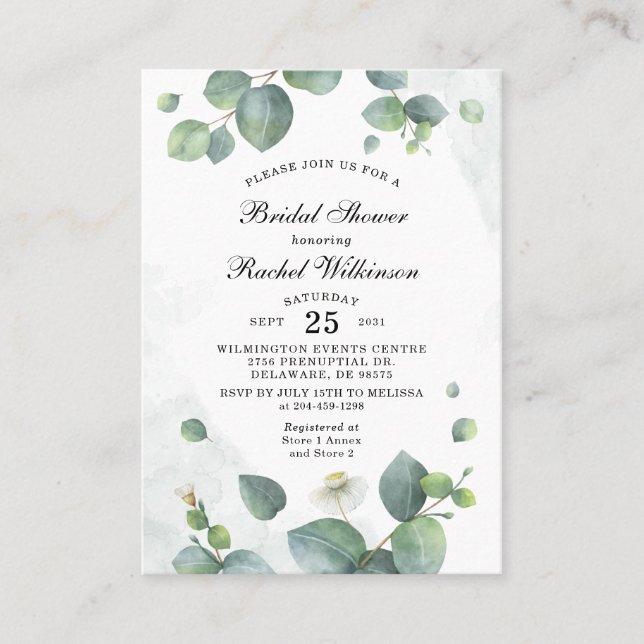 Bridal Shower Eucalyptus Greenery Invitation (Front)