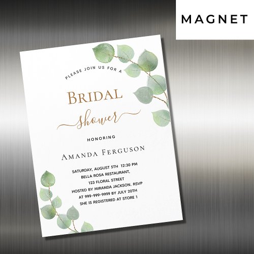 Bridal Shower eucalyptus greenery luxury Magnetic Invitation