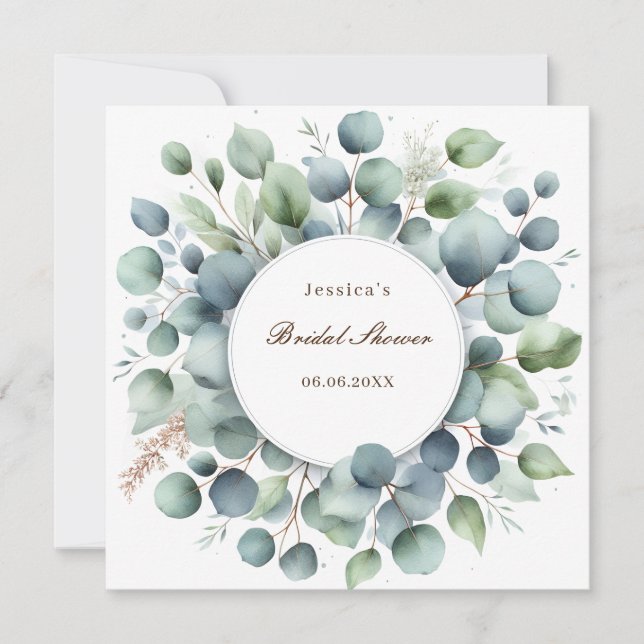 Bridal Shower eucalyptus greenery Napkins Invitation (Front)