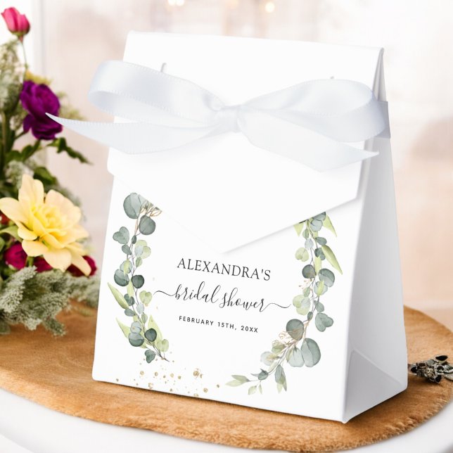 Bridal Shower Eucalyptus Greenery Succulent Favor Boxes (Creator Uploaded)