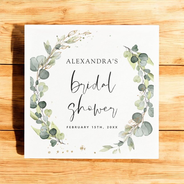 Bridal Shower Eucalyptus Greenery Succulent Napkins (Creator Uploaded)
