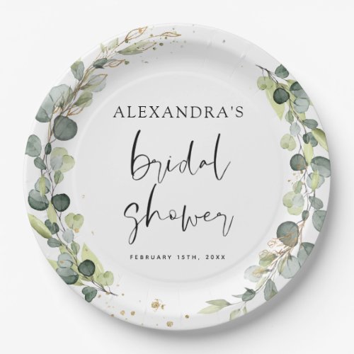 Bridal Shower Eucalyptus Greenery Succulent  Paper Plates