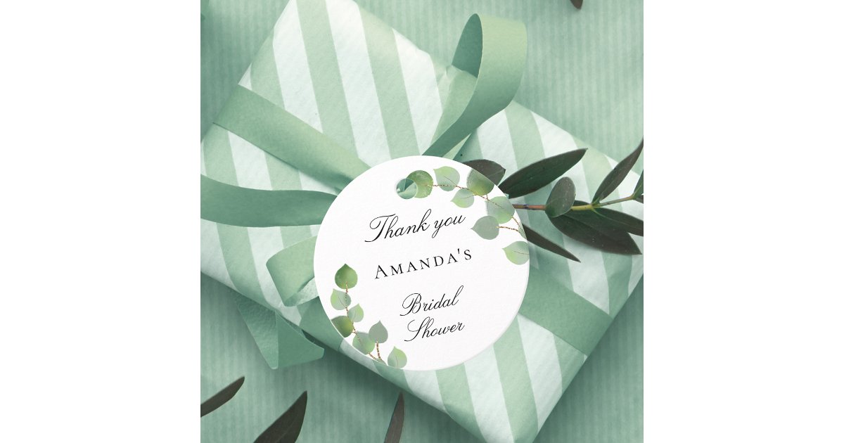 Bridal Shower eucalyptus greenery thank you Favor Tags | Zazzle