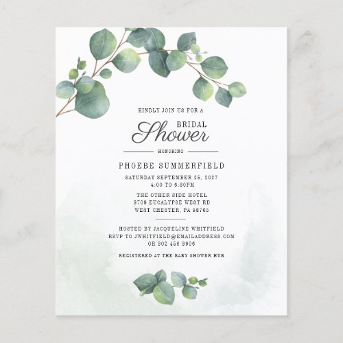 Bridal Shower Eucalyptus Leaves Invitation