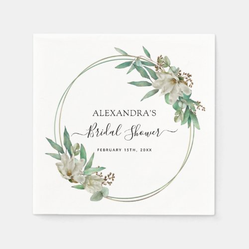 Bridal Shower Eucalyptus Magnolia Greenery Napkins