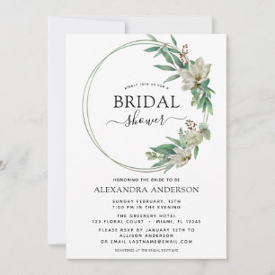 Bridal Shower Eucalyptus Magnolia Wreath Invitation