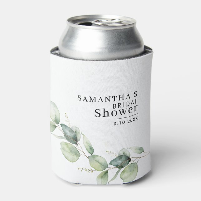  Bridal Shower Eucalyptus Minimalist Can Cooler (Can Front)