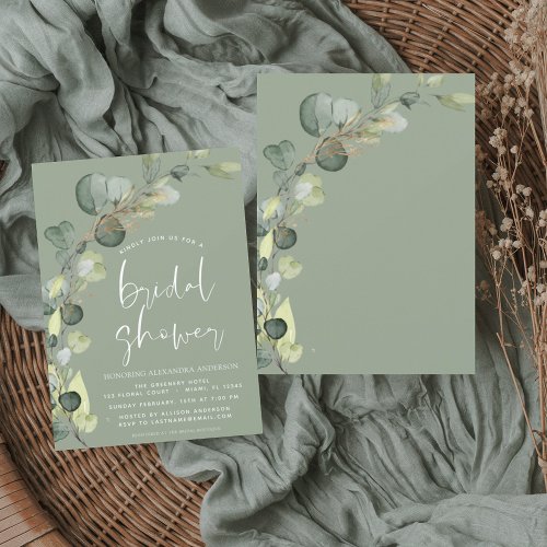 Bridal Shower Eucalyptus Sage Green Invitation