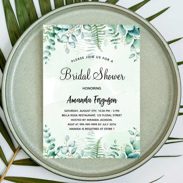 Bridal shower eucalyptus woodland invitation (Creator Uploaded)