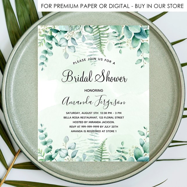 Bridal shower eucalyptus woodland invitation flyer (Creator Uploaded)