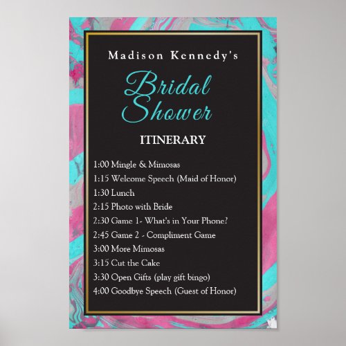 Bridal Shower Events Teal Fab Fun Poster