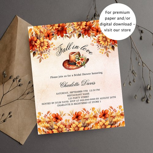 Bridal Shower fall cowgirl budget invitation