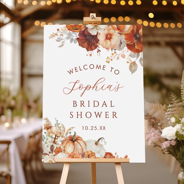 Bridal Shower Fall Flowers Pumpkin Welcome Sign (Creator Uploaded)