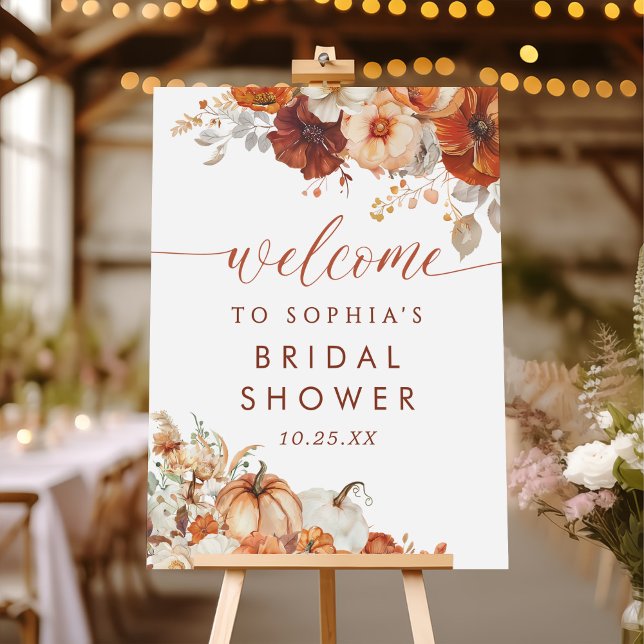 Bridal Shower Fall Flowers Pumpkin Welcome Sign (Creator Uploaded)
