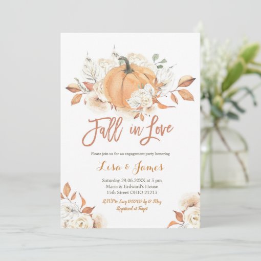 Bridal Shower Fall in Love Engagement Party Invitation | Zazzle