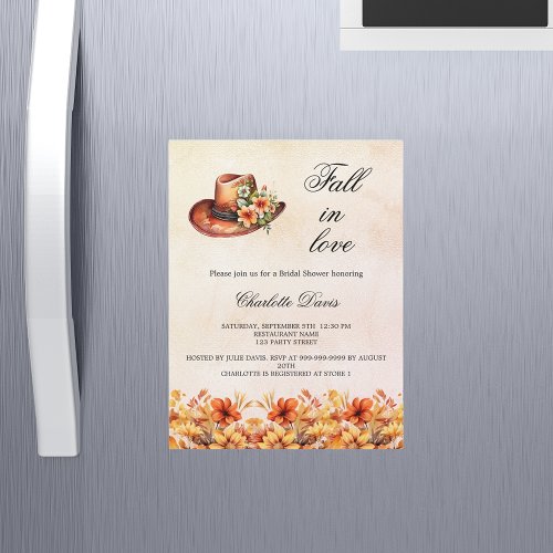 Bridal Shower fall in love florals cowgirl luxury Magnetic Invitation