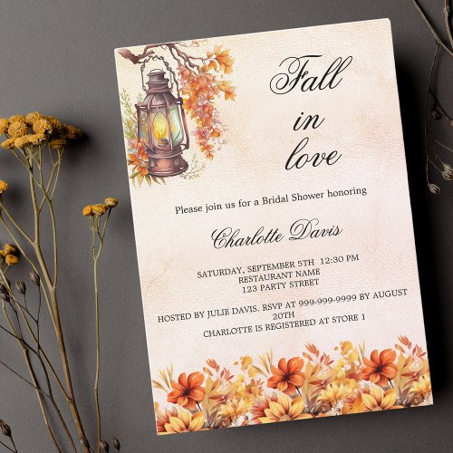 Bridal Shower fall in love florals orange Invitation Postcard