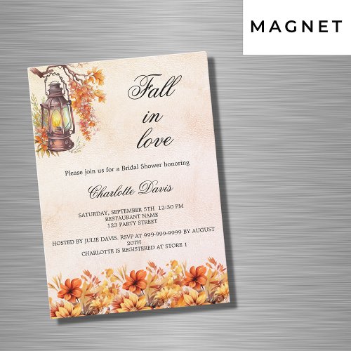 Bridal Shower fall in love florals orange luxury Magnetic Invitation