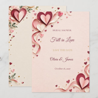Bridal shower fall in love save the date