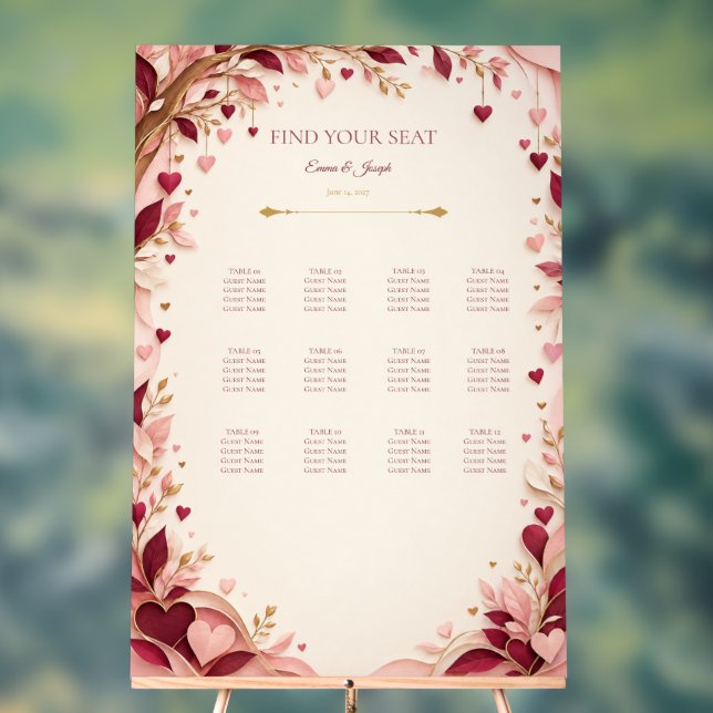 bridal shower fall in love  seating chart (Neutral)