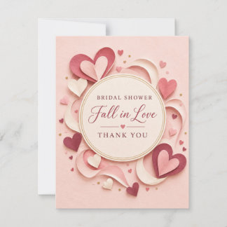 Bridal shower fall in love thank you CARD