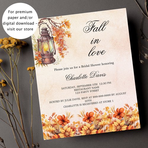 Bridal Shower fall love orange budget invitation Flyer