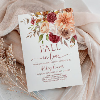 Bridal Shower Fall Marsala Flowers Invitation
