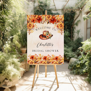 Bridal Shower fall orange florals cowgirl welcome Foam Board