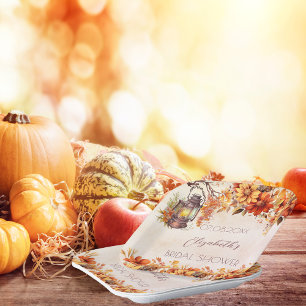 Bridal Shower fall orange florals rustic lamp Paper Plates