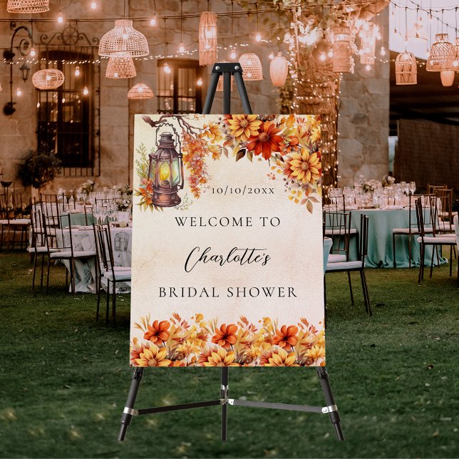 Bridal Shower fall orange flowers welcome Foam Board (Creator Uploaded)