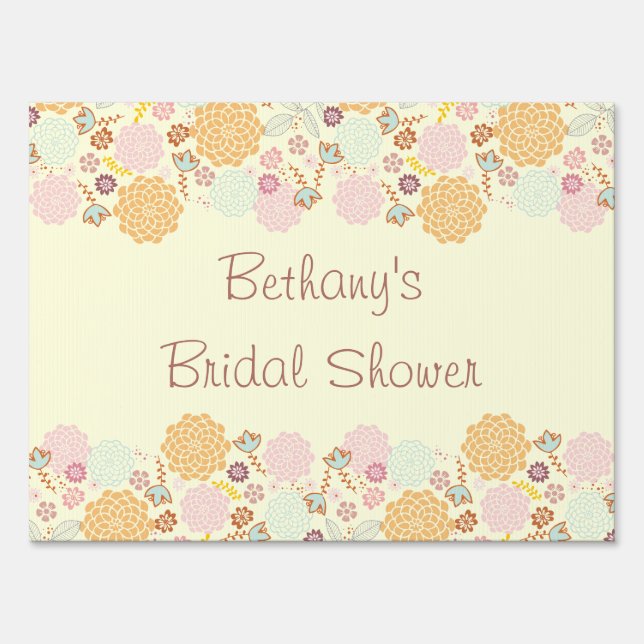 Bridal Shower Fancy Modern Floral Yard Sign (Front)