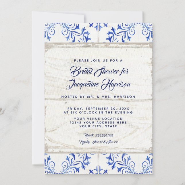 Bridal Shower Farmhouse Painted Kraft Wood Rustic Invitation (Front)
