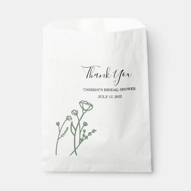 Bridal Shower Favor Bag Wildflower Sage (Front)