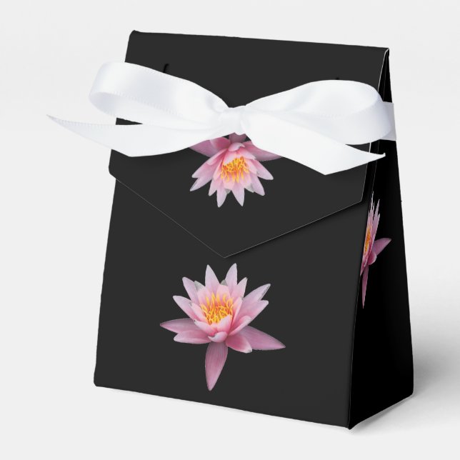 Bridal Shower Favor Box Black W/Lotus Flower (Front Side)