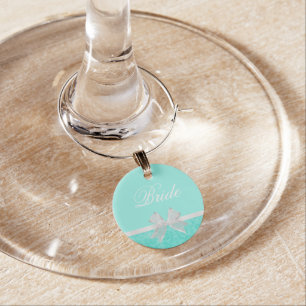 Bridal Shower Favor Chic Aqua Damask White Bow