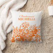 Bridal Shower Favor Floral Basket Orange Throw Pillow (Blanket)