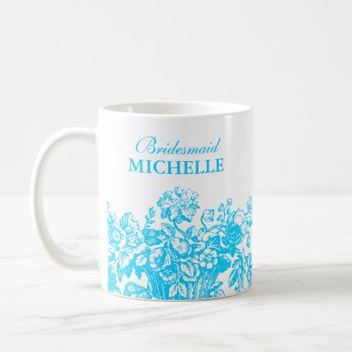 Bridal Shower Favor Floral Basket Turquoise Coffee Mug