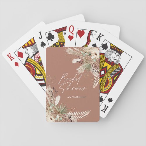 Bridal shower favor pampas eucalyptus elegant playing cards