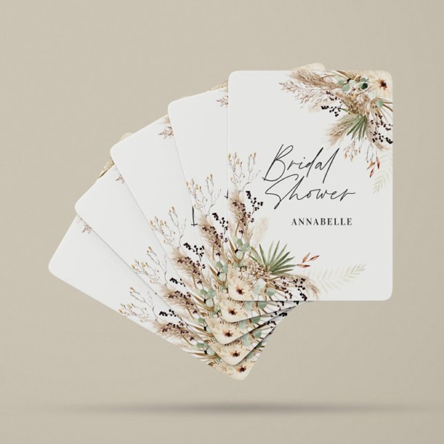 Bridal shower favor pampas eucalyptus elegant poker cards (Creator Uploaded)