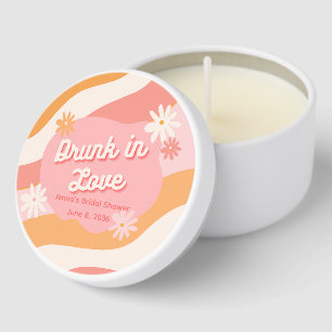 Bridal Shower Favor Retro Pink Drunk in Love Mini Candle Favors
