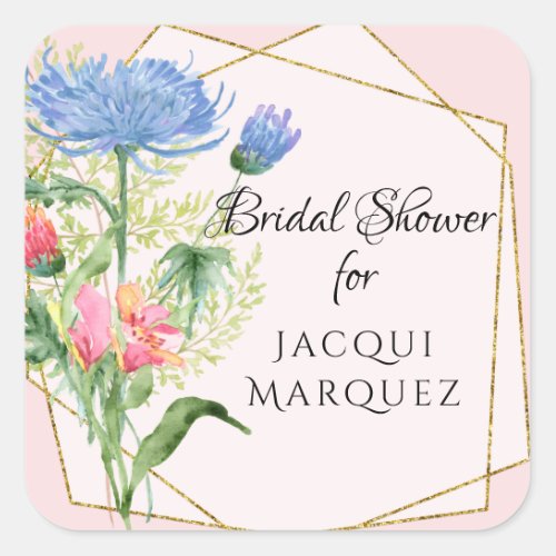 Bridal Shower Favor Seals Dusty Blue Pink Floral