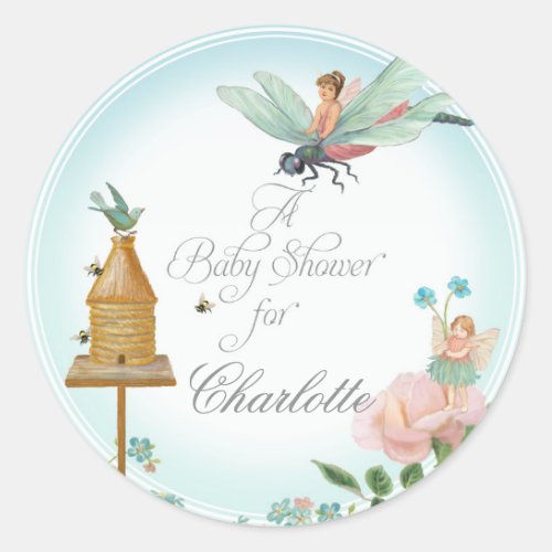 Bridal Shower Favor Seals Flower Fairies Dragonfly